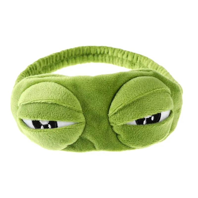 1pc 9cm Cute Cartoon 3D Fluffy Frog Sleeping Eye Mask - Soft Cotton Plush, Hypoallergenic, Adjustable Band, Portable Blindfold, Ideal Travel Gear & Adult Gift