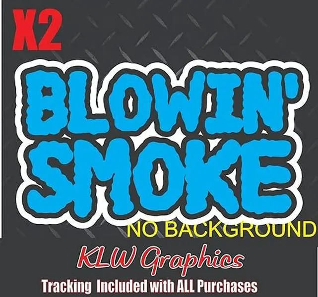 Blowin' Smoke Light Blue Black White Full Color Vinyl Decal Sticker Turbo Diesel Truck 7.3 6.7 6.6 Crew Cab Soot