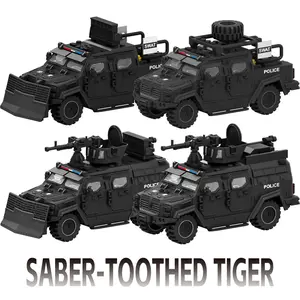 Special police explosive brontosaurus armored vehicle military police assembly model building blocks off-road car toy car boy