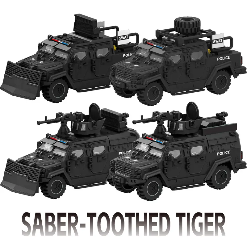 Special police explosive brontosaurus armored vehicle military police assembly model building blocks off-road car toy car boy