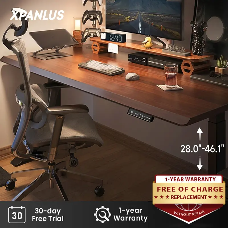 Xpanlus Z-S9 Smart Electric Standing Desk | One-Piece Desktop, Ergonomic Beveled Edge, 4 Memory Presets, Cold-Rolled Steel Legs | 2-in-1 Computer and Office Desk