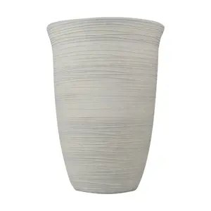 15" Wide Round Resin Vase - Cement Color, Stylish and Durable Decorative Planter for Home and Garden
