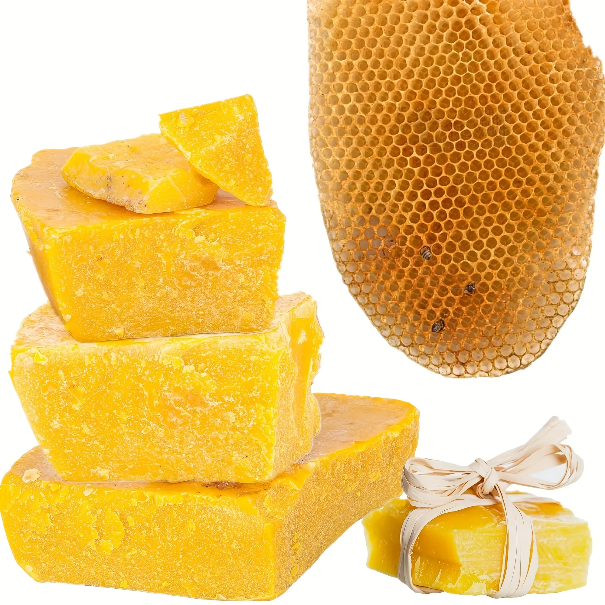 2 pounds of yellow raw beeswax directly supplied by beekeepers, natural coarse beeswax, for candle making, wax mold casting, mold shaping, holiday souvenirs, everyday DIY crafts, suitable for Easter and Halloween