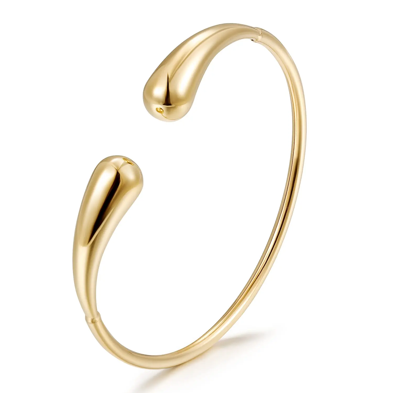 Tear Drop Bangle in Premium 316L Stainless Steel with 14k Gold Plating - Hypoallergenic & Waterproof Everyday Wear