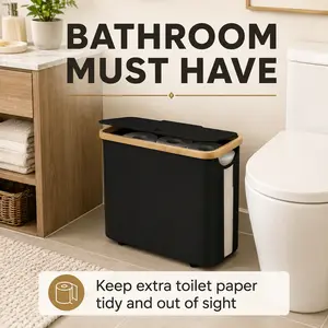 Bathroom Toilet Paper Storage Basket with Lid, Decorative Tissue Holder for Bathroom, Laundry Room and Small Spaces