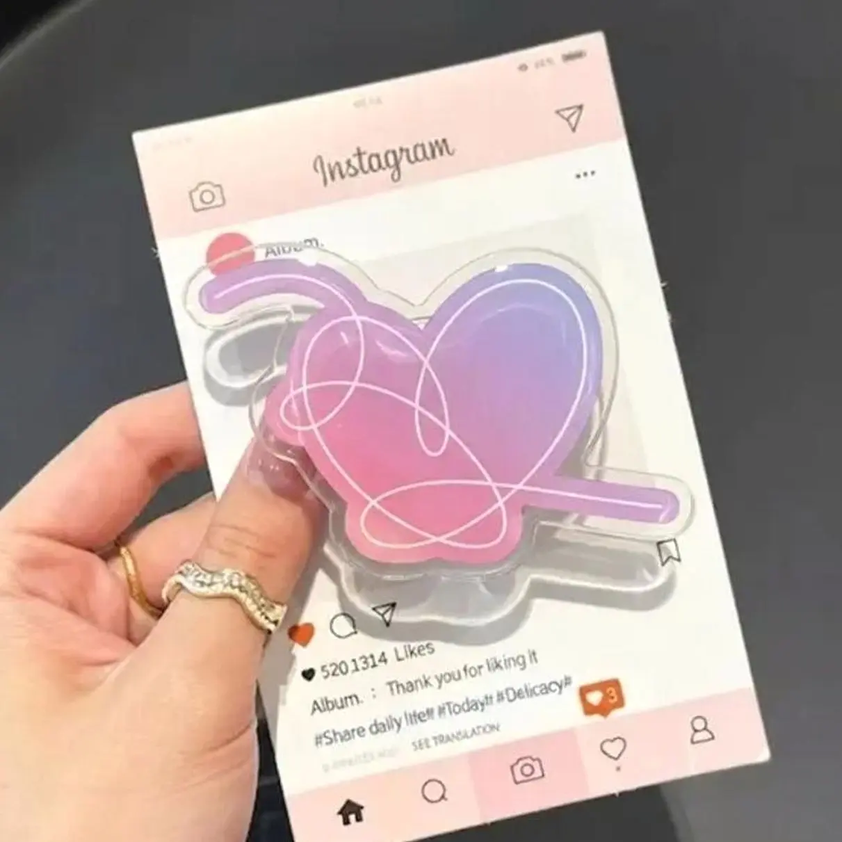 Love Yourself Btan Kindle Phone Grip, Kpop BoyBand Lover Grip, Gifts For Fans sticky phone grip magnetic mount, Compact Holder Stand