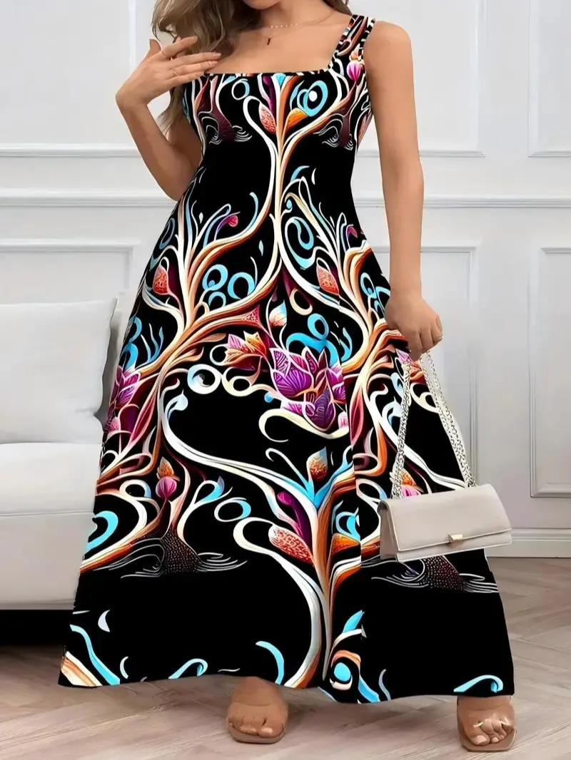 Women's Summer Dresses 2026 Beach Casual Sleeveless Floral Print Tank Loose Sundress White Breathable