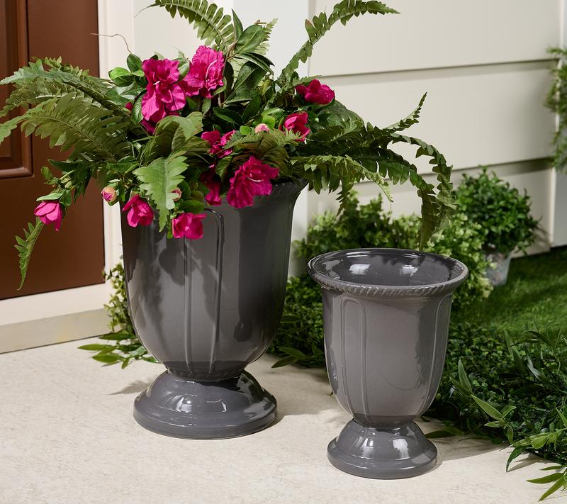 Garden Reflections S/2 Staggered Height Ceramic Urn Planters