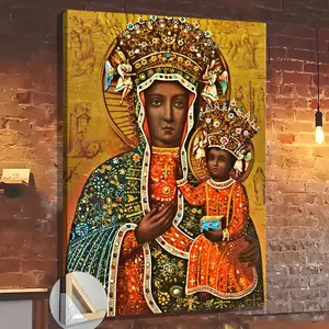 1pc Wooden Frame Canvas Painting, Vintage, Abstract, Gorgeous Religious Figure Painting, Suitable for Aesthetic Room Decoration in Office Corridor Home Living Room, Popular Wall Ha