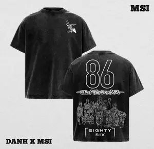 86 - Eighty Six Anime Washed Hoodie – Vintage Oversized Heavy Cotton Pullover Hoodie, Unisex Streetwear Manga Graphic Sweatshirt, Casual Retro Anime Top for Fans