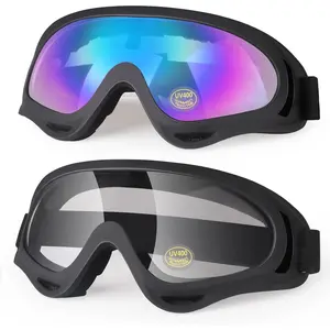 F-SGL07  Kids Motorcycle Goggles 2 Pack, Dirt Bike Goggles ATV Eyewear Motocross Riding Racing Off-Road MX Bike Ski Goggles UV400 Anti-Fog Impact-Resistant Dustproof Goggle for Kids Youth Adult