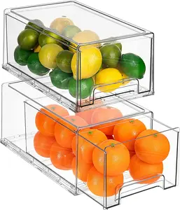 Sorbus Fridge Drawers - Clear Stackable Pull Out Refrigerator Organizer Bins - Food Storage Containers for Kitchen, Refrigerator, Freezer & Vanity