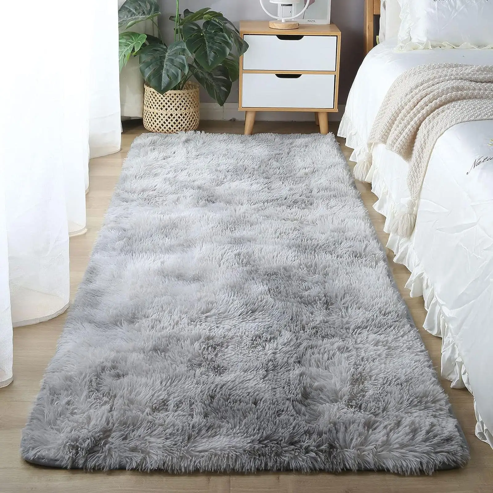 Tie Dye Fuzzy Bedside Large Rug, 1 Count Thicken Non-slip Soft Area Rug, Universal Decorative Floor Mat for Home Living Room Bedroom Bay Window, House