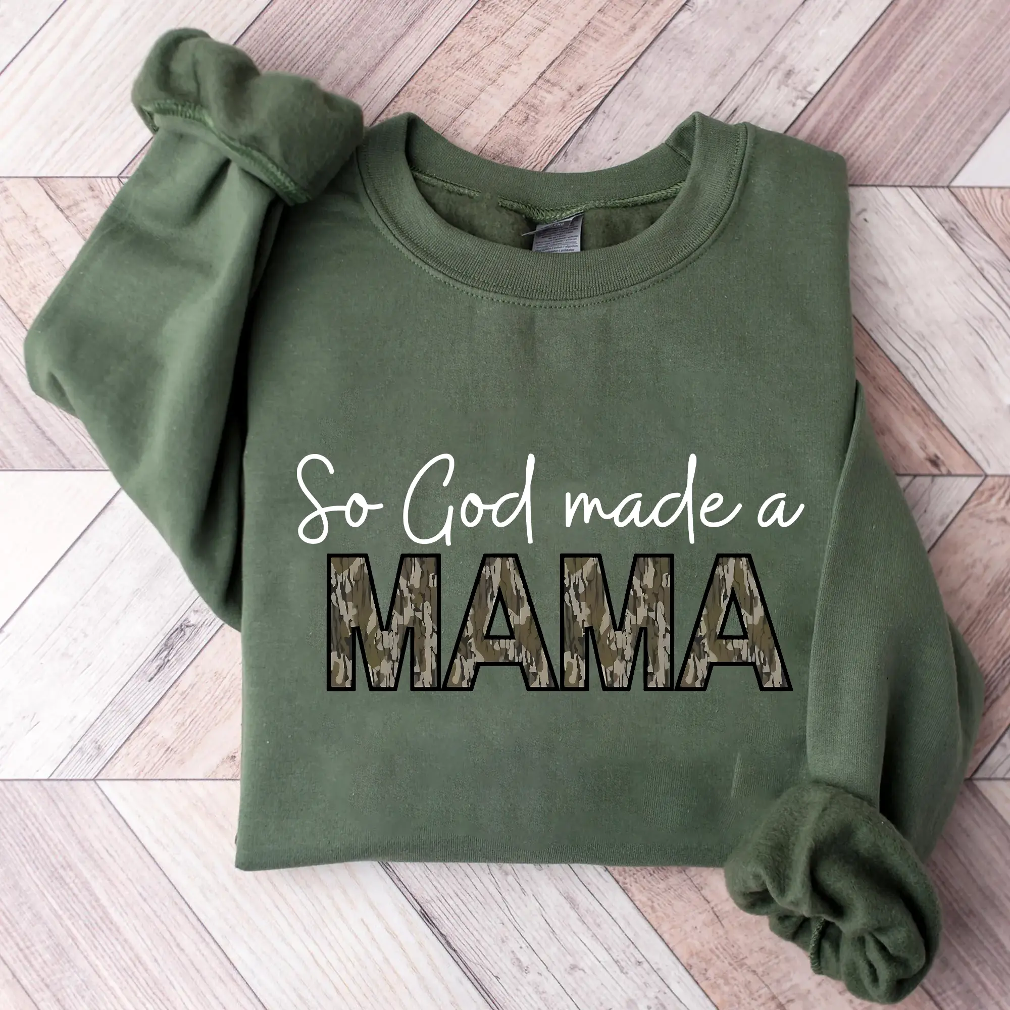Made in USA So God Make A Mama Camo Pattern Sweatshirt, Camoflage Mama Shirt,Classic Tops, Mama Sweater