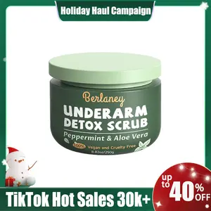 Cali X Berlaney Body Scrub and Armpit Detox Scrub 8.8 oz with Peppermint, Aloe Vera and Walnut Shell Powder, Underarm Scrub Helps on Removing Odor, Deep Cleanse, for Legs, Knee, Feet, Hands, Whole Body, Native Deodorant#TikTokShopHolidayHaul