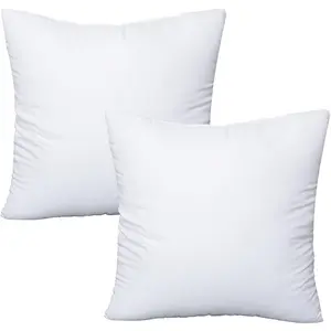 Set of 2 18x18in White Throw Pillow Inserts with 100% Cotton Cover, Indoor Decorative Pillows for Bed Couch Hotel Decor