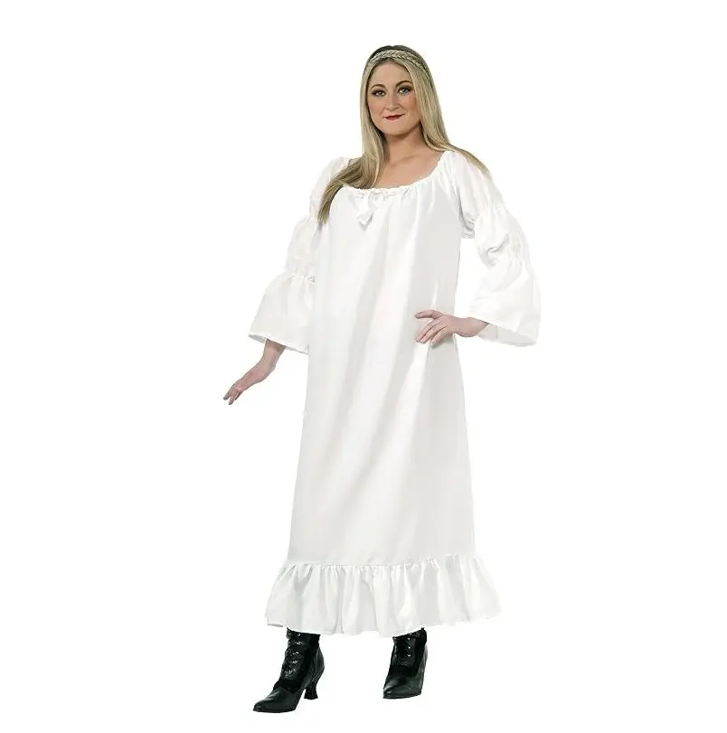 White Peasant Chemise Dress - Renaissance Hippie - Costume - Women - Plus