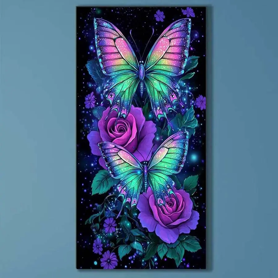 1 set of DIY diamond painting kit, 5D diamond art set, DIY decoration butterfly, rose, starry sky mosaic, diamond art, DIY art home decor, Diamond Art Tools