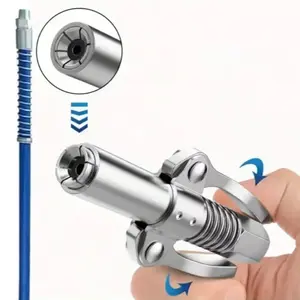 High Pressure Grease Gun Nozzle, Dual Handle Locking Clamp, Electric Pneumatic Manual Lubricator, Self-Locking Flat Head, Durable Design, Car Repair Tools