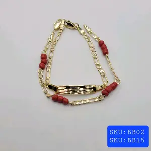 Evil Eye Protection Bracelet Red & ID Figaro Style Laminated-Gold 6 Inches 3mm Adjustable for Babies Stylish Protective Accessory Comfortable Fit Versatile Design Jewelry.
