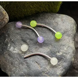 1pc Snake Eye Piercing Curved Barbell Tongue or Eyebrow Ring Glow in the Dark
