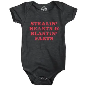 Stealin Hearts and Blastin Farts Baby Bodysuit Funny Cute Stinky Newborn Jumper Funny Baby Onesies Love Clothes for Baby Funny Adult Humor Onesie Novelty Onesie Black