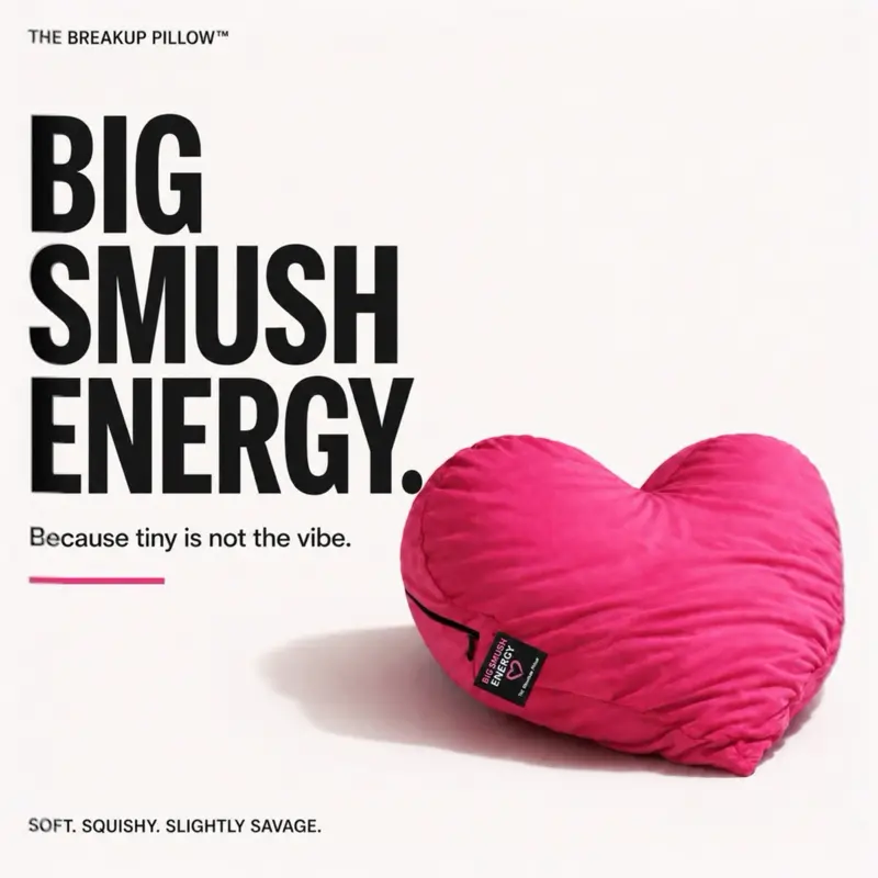 The Breakup Pillow Big Smush Energy Oversized Pink Heart Pillow | 33 x 29 x 5 in | Soft Squishy Cuddle Pillow
