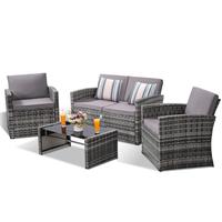 New-grey Rattan With Light Grey Cushion-4pcs