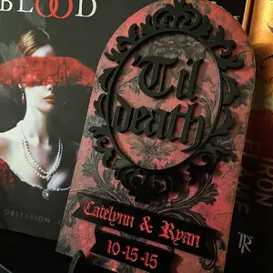 ‘Til Death Halloween Custom Bookshelf Sign, Desk Sitter. Bookshelf Decor, Gothic Home Decor