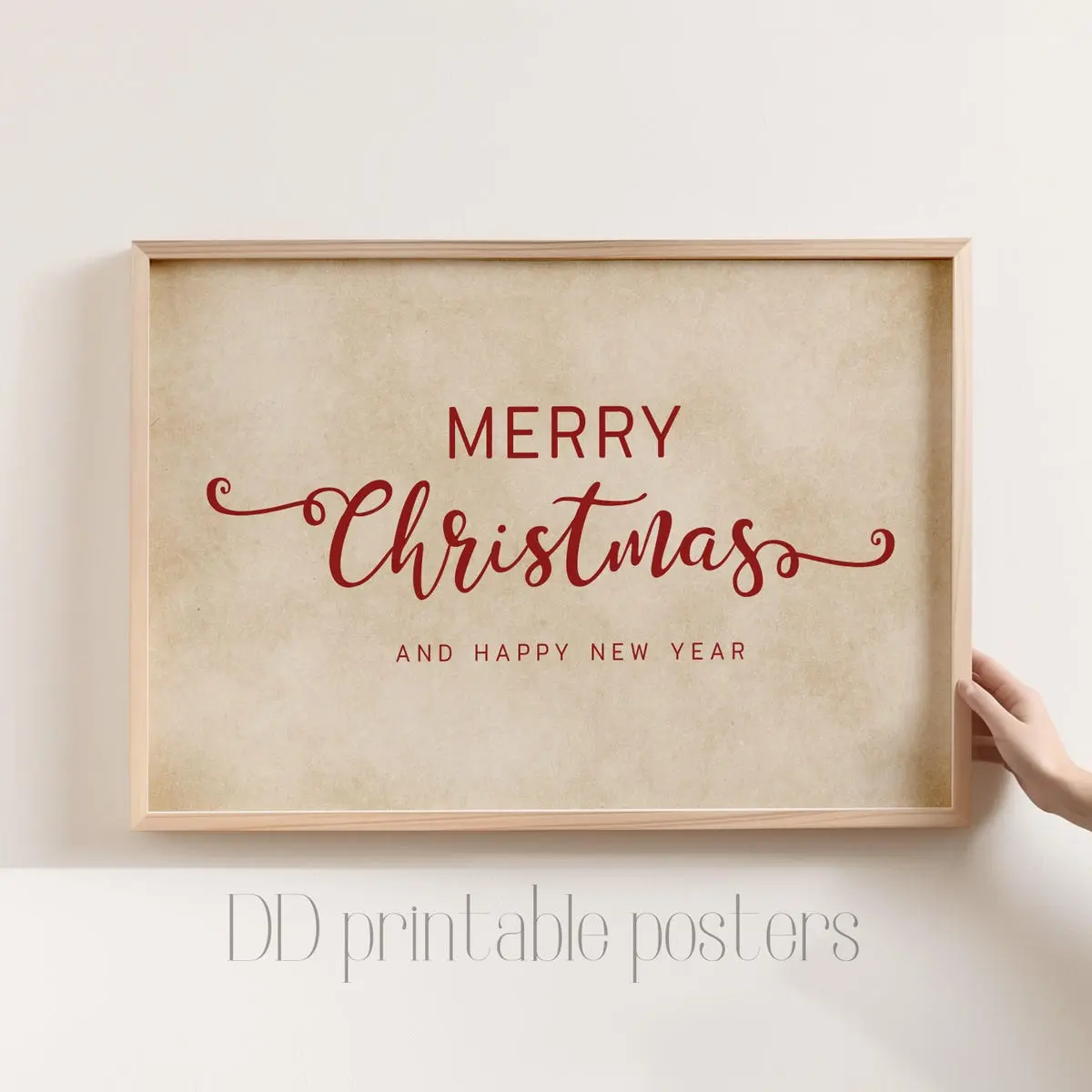 Holiday Wall Art – Vintage Merry Christmas Sign Poster, Festive Room Decor, Seasonal Wall Art, Unframed | 5 Size, 8x12 to 27x40 inch
