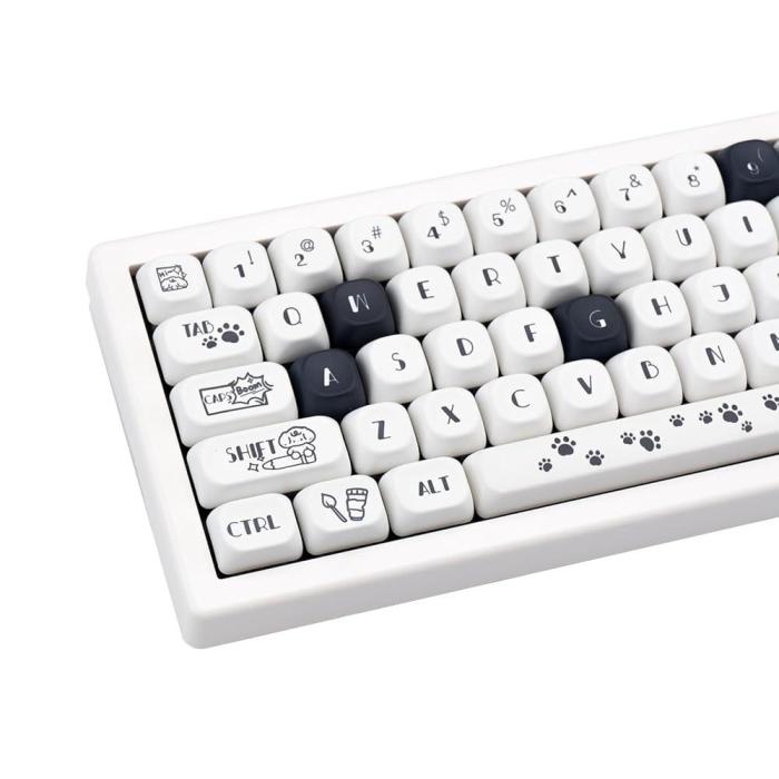 Cute Puppy Paws Theme Keycaps 120 Keys | Black White PBT Dye-Sub, MOA Profile, ANSI Layout Compatible with MX Cherry Mechanical Keyboards Cute Puppy Paws Theme Keycaps 120 Keys | Black White PBT Dye-Sub, MOA Profile, ANSI Layout Compatible with MX Cherry Mechanical Keyboards