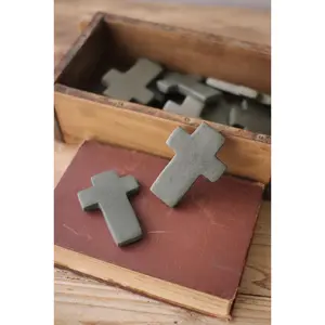 Hand-Carved Stone Cross-Gray