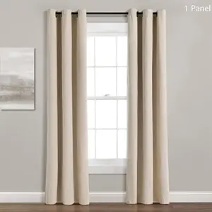 Lush Decor Insulated Grommet Blackout Faux Linen Single Window Curtain Panel - Sold Individually -38"W x 84"L Energy Efficient Privacy Home Decor