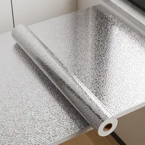Waterproof and Oil-proof Silver Orange Peel Aluminum Foil Self-adhesive Kitchen Sticker - Wall Countertop, Cabinet Drawer Special Pad, Home Decoration Accessories