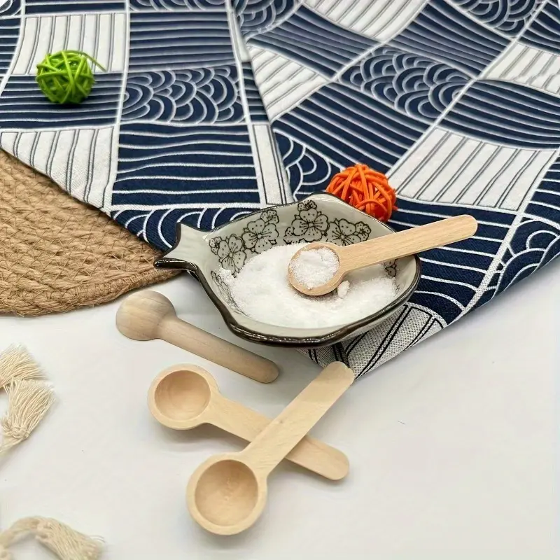 8pcs/pack Mini Wooden Spoon Children's Milk Powder Measuring Spoon Creative Small Spoon Bath Salt Powder Spoon Honey Wooden Spoon Home Spoons Set Kitchenware Utensils