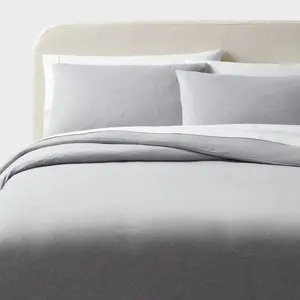 Full/Queen Jersey Duvet and Sham Set Gray Heather - Threshold: Cotton Knitted Bedding, Zipper Closure, Lightweight