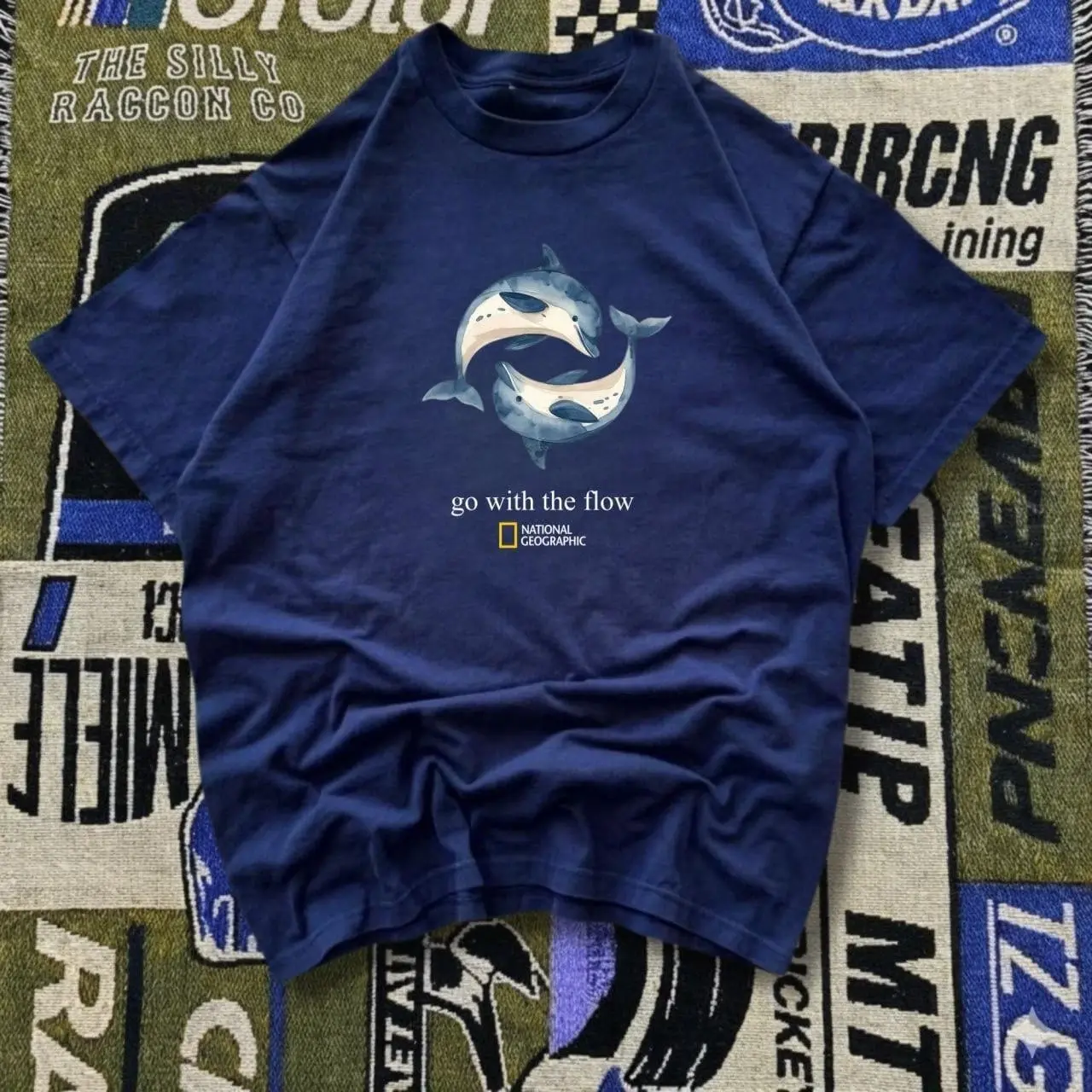 Go With The Flow Dolphin Graphic T-Shirt Unisex