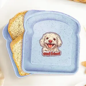 Cute Dog Pattern Toast Lunch Box, 1 Count Portable Bento Box with Lid, Large Capacity Bread Sandwich Container for Outdoor Picnic Camping