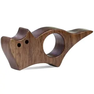 Wooden Cat and Dog Finger Bookmark for Students and Readers, Creative Page Holder Ring Bookmark for Books and Study, Easy Page Marking Design