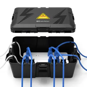 Weatherproof Outdoor Electrical Box - Large Outdoor Electrical Box (13 x 8.8 x 5.2 Inches) with 8 Cable Entry Ports, Easy Wall Mount for Plug & Socket Protection