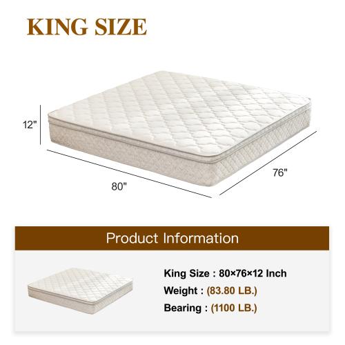 King Size (80"L x 76"W x 12"H）