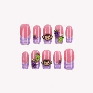 Grape Prank Handmade Press-On Nails | Fun Grape Gel Nail Set | Reusable Luxury Nails