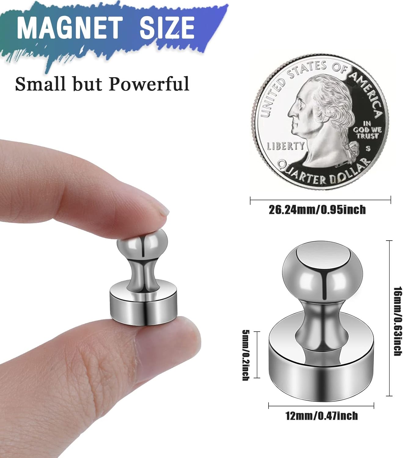 Multi-Purpose Strong Magnetic Push Pins Brushed Nickel Thumbtack Magnets for Refrigerator Whiteboard Locker School Classroom Bulletin Board Organization Multi-Purpose Strong Magnetic Push Pins Brushed Nickel Thumbtack Magnets for Refrigerator Whiteboard Locker School Classroom Bulletin Board Organization