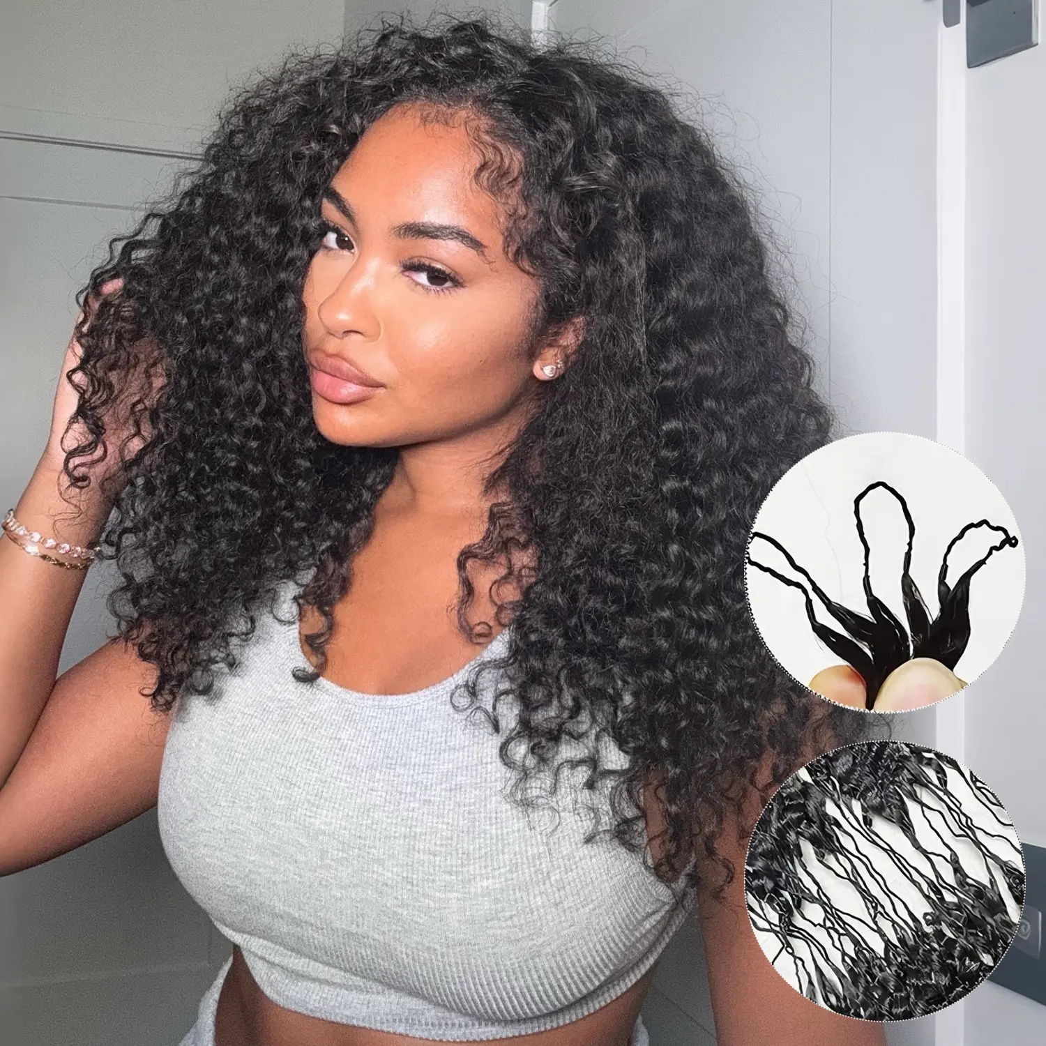 Tahikie Deep Wave Crochet Human Hair For Miracle Knots Human Hair Feather Deep Wave Crochet Human Hair For Miracle Knots Pre-Separated 50g/Pack Recommended #TiktokShopSpringGlowUp #RefreshedLook summerwins Solid Color Scrunch Blue