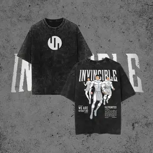 Invincible Viltrumites Vintage Washed Graphic Tee, Oversized Black Unisex T-Shirt "We Are Without End" Streetwear