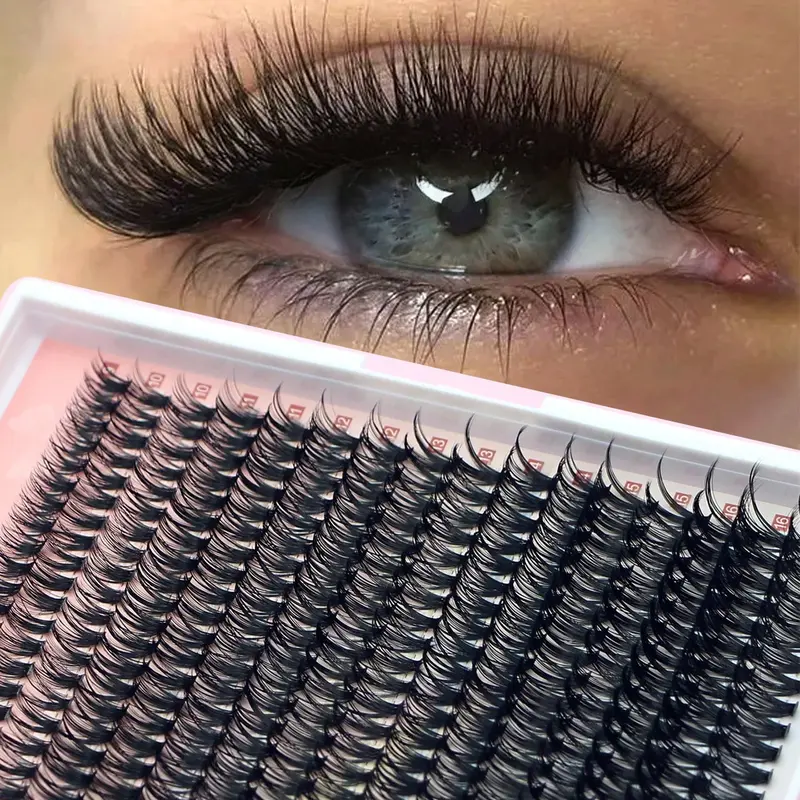 Nature Faux Mink Individual Synthetic Eyelash Extensions Clusters, 40D 320pcs 0.07mm D-Curl 9-16mm Mixed Length 3D Russian Volume Natural Lash Cluster Makeup Tool for Youth