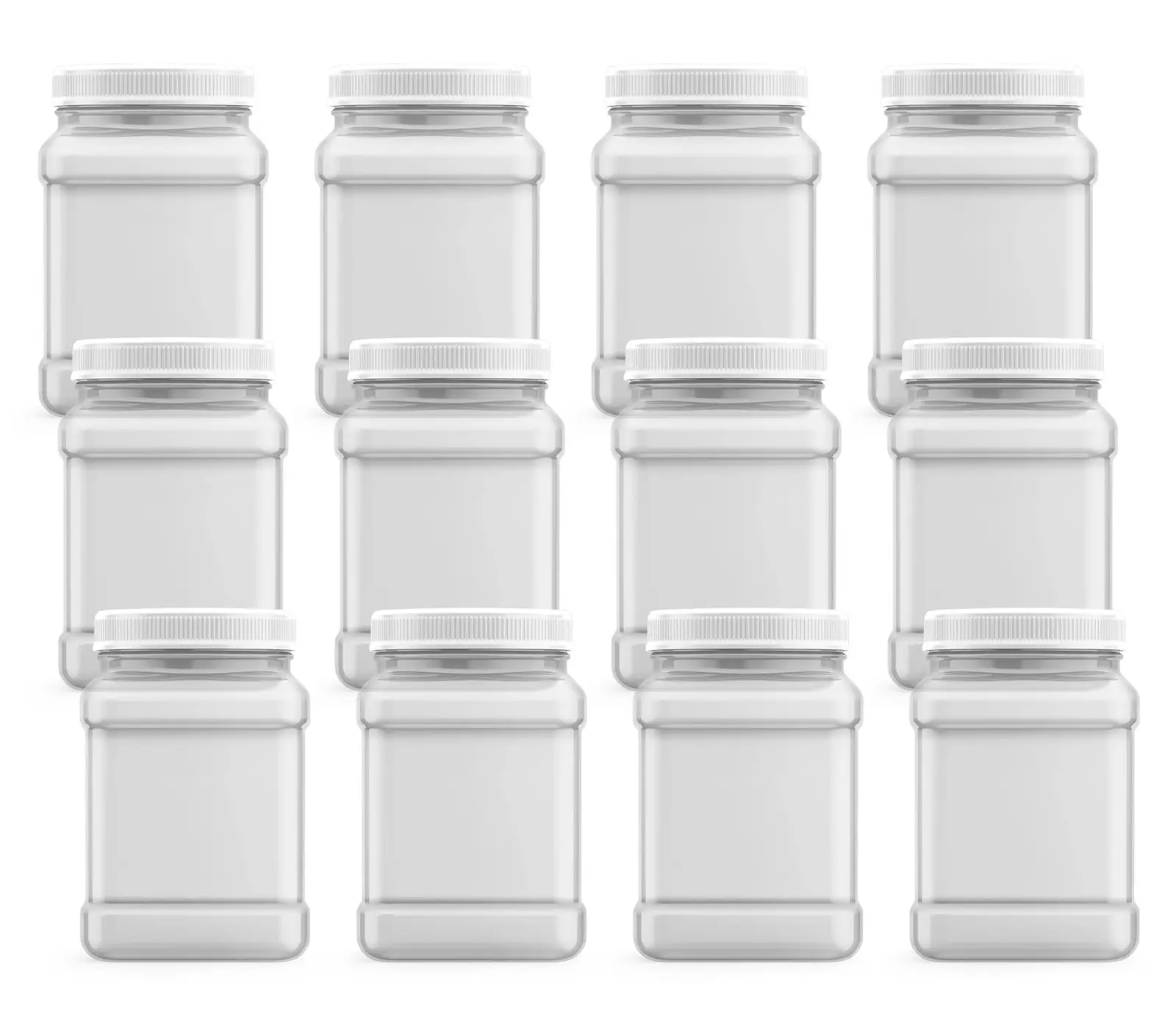 Mountain West Company 48 Fl Oz Square Clear Jar Pinch Handle 12 Count Pantry