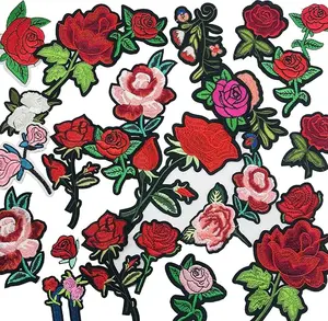25 PCS Assorted Rose Flower Patch Embroidered Iron on Applique Patch for Craft, Sewing, Clothing, Other Fabrics