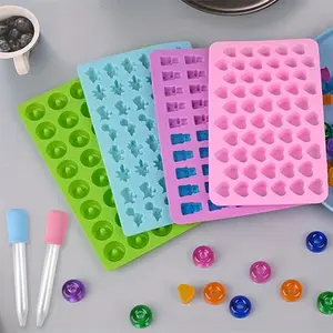 4pcs Non-stick Candy Molds, with 2 droppers, Mini Donut Plate, Ice Cream Candy Silicone Mold