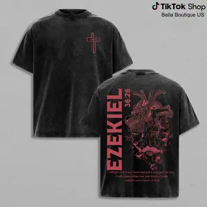 Heart Of Flesh Ezekiel 36:26 Washed T-Shirt, Jesus Christian Bible Verse Graphic Tee, New Heart Faith Streetwear Shirt, Vintage Oversized Religious Apparel, Church Outfit Gift For Christians Men Women